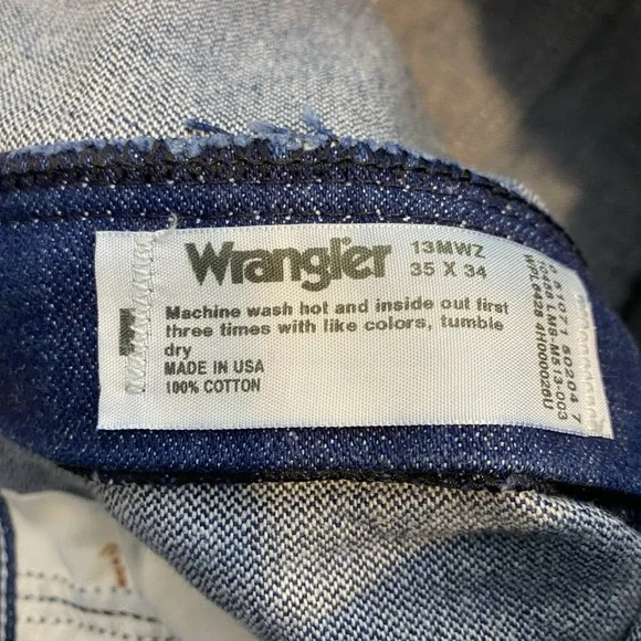 vtg Wrangler Jeans Mens 35x34 Faded Blue 13MWZ Cowboy Cut USA Made 80s Western